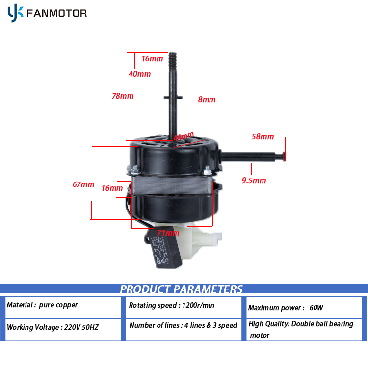 Motor de ventilador eléctrico estándar