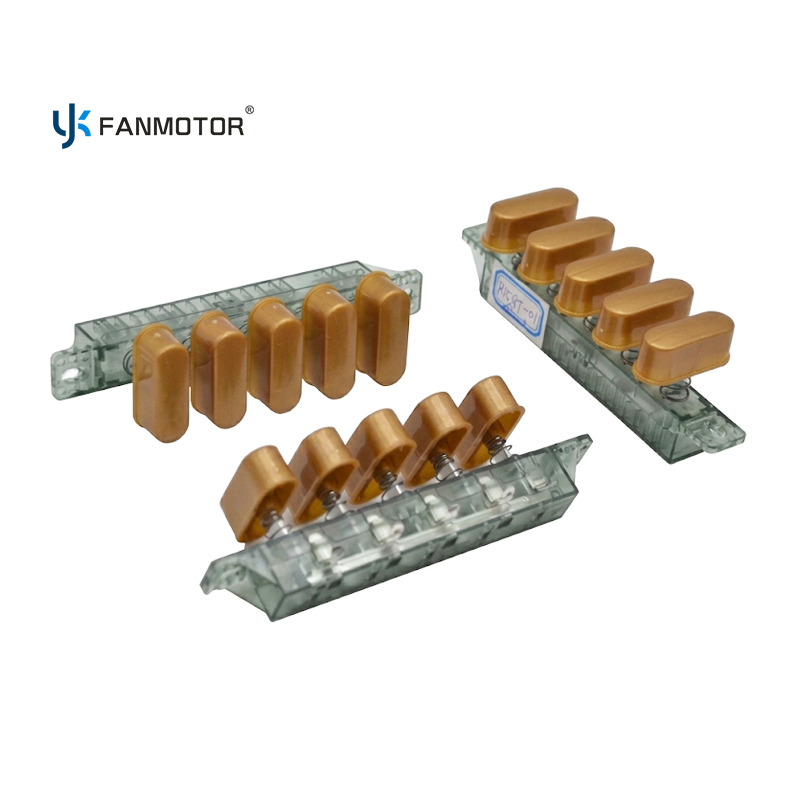 KQ-165C Interruptor de ventilador mecánico tipo piano de 5 teclas y 4 velocidades | 125 V/250 V CA