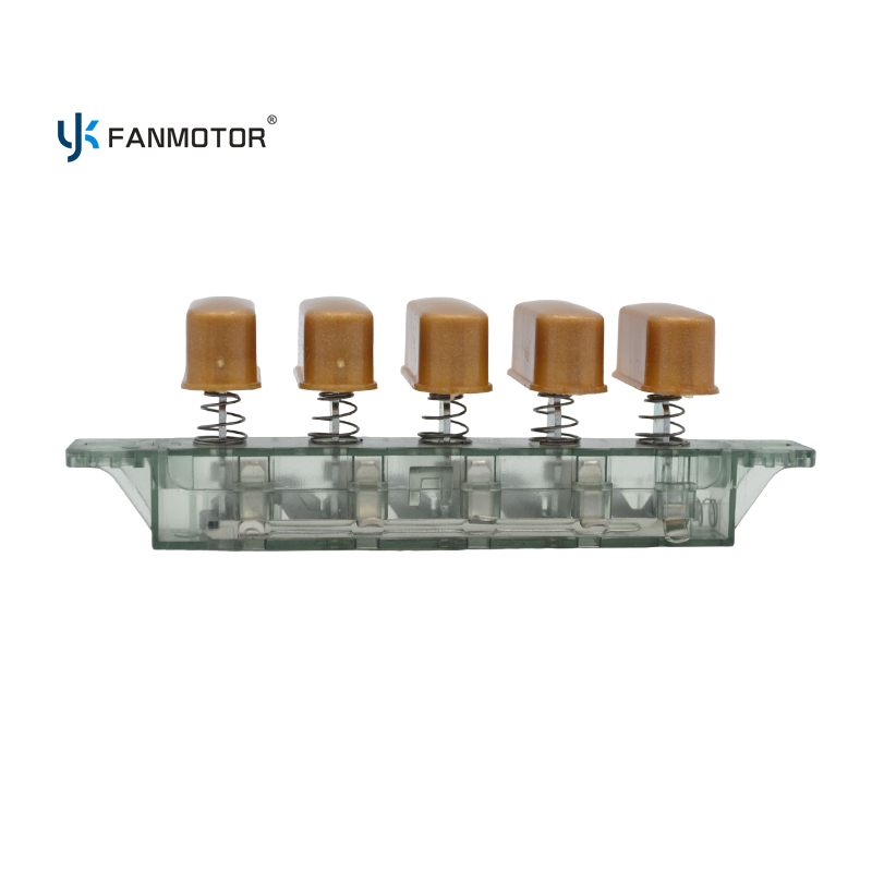 KQ-165C Interruptor de ventilador mecánico tipo piano de 5 teclas y 4 velocidades | 125 V/250 V CA