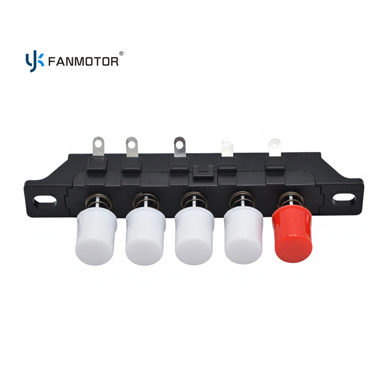 Interruptor pulsador de ventilador de 5 teclas con control de luz | Interruptor de piano de reinicio maestro de doble deslizamiento