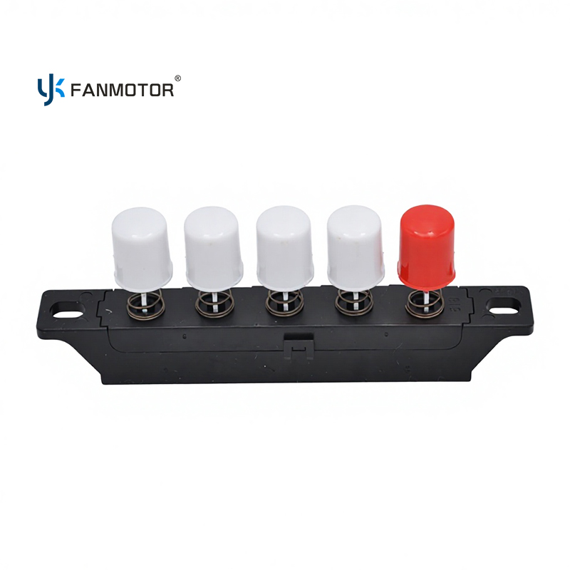 Interruptor pulsador de ventilador de 5 teclas con control de luz | Interruptor de piano de reinicio maestro de doble deslizamiento